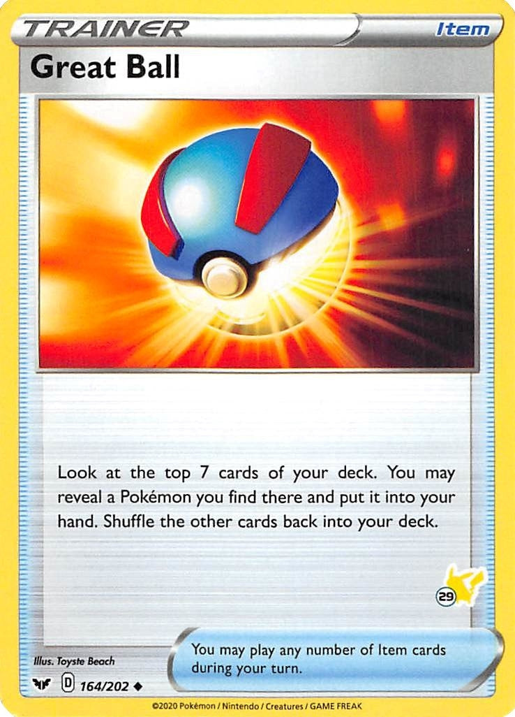 Image for Great Ball - 164/202 (#29 Pikachu Stamped) (164/202) (BA22) - Pokemon
