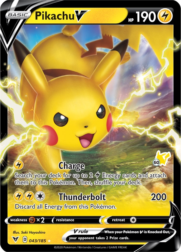 Image for Pikachu V - 043/185 (#60 Pikachu Stamped) (043/185) (BA22) - Pokemon
