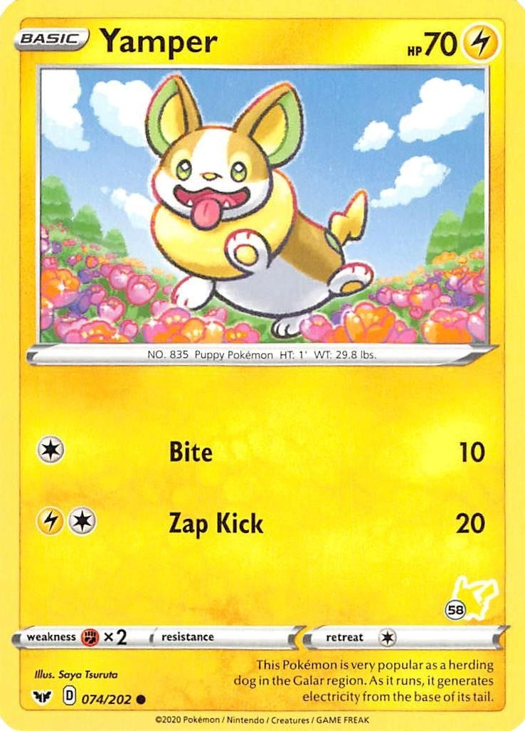 Image for Yamper - 074/202 (#58 Pikachu Stamped) (074/202) (BA22) - Pokemon