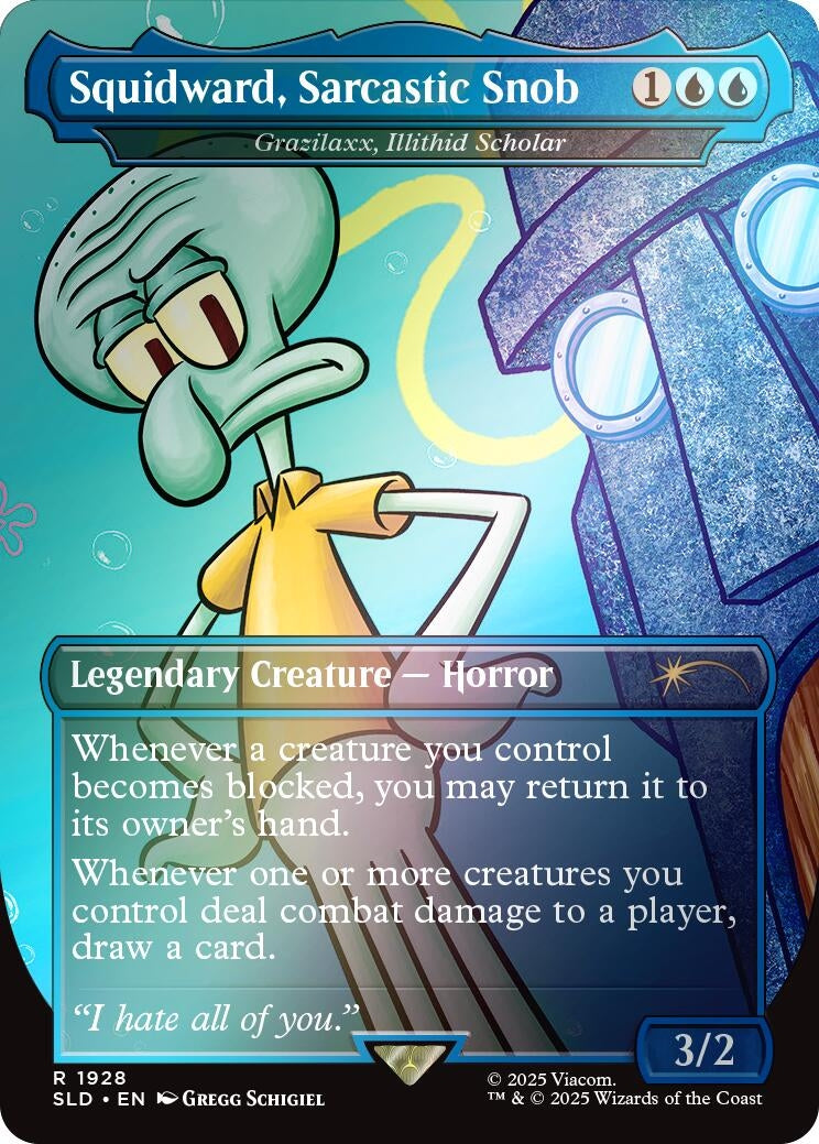 Image for Squidward, Sarcastic Snob - Grazilaxx, Illithid Scholar (Rainbow Foil) (1928) (SLD) - Magic: The Gathering