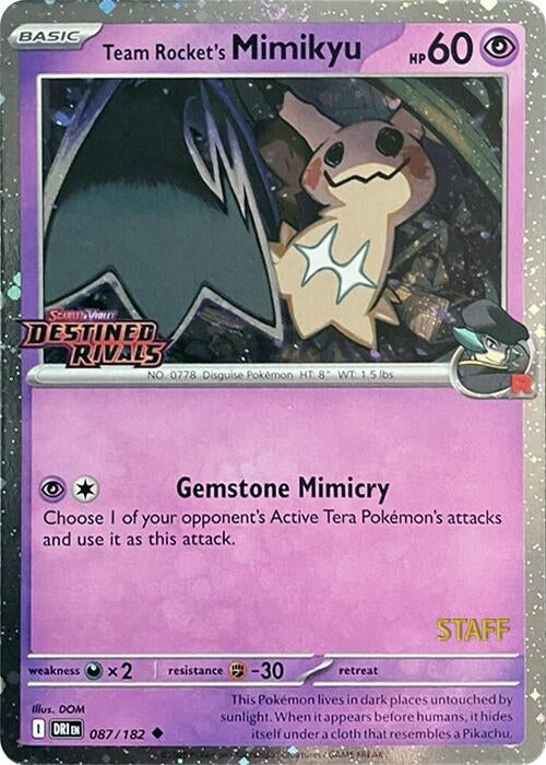 Image for Team Rocket's Mimikyu (Prerelease Staff) (087/182) (DRI) - Pokemon