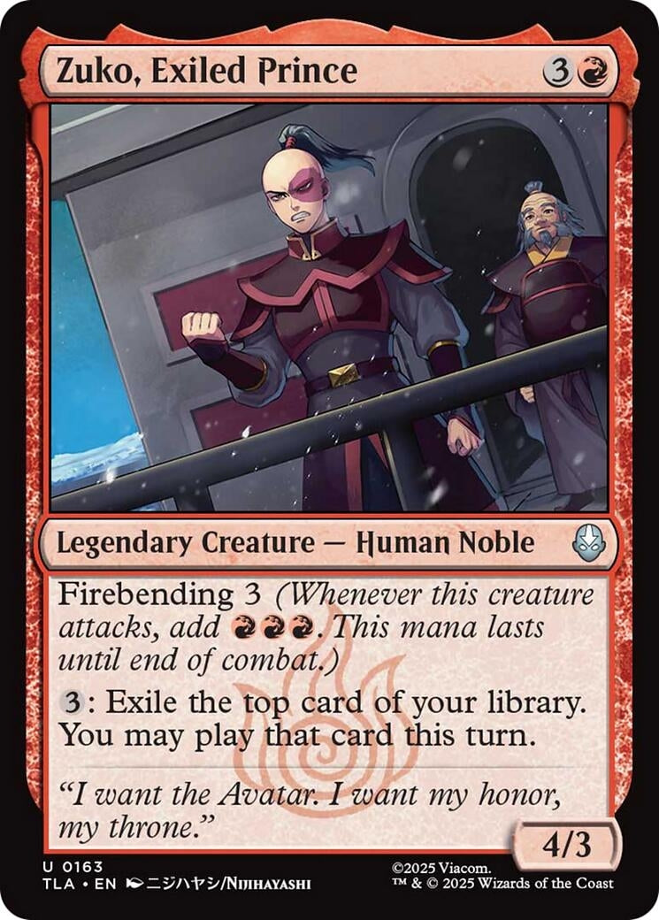 Image for Zuko, Exiled Prince (163) (TLA) - Magic: The Gathering