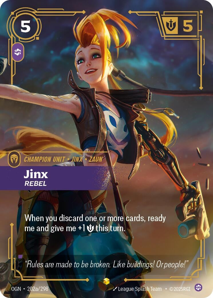 Image for Jinx - Rebel (Alternate Art) (202a/298) (OGN) - Riftbound: League of Legends Trading Card Game