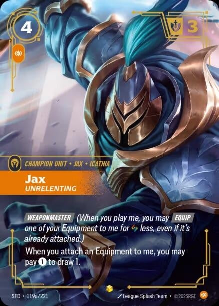 Image for Jax - Unrelenting (Alternate Art) (119a/221) (SPF) - Riftbound: League of Legends Trading Card Game