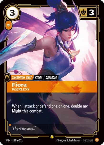 Image for Fiora - Peerless (Alternate Art) (110a/221) (SPF) - Riftbound: League of Legends Trading Card Game