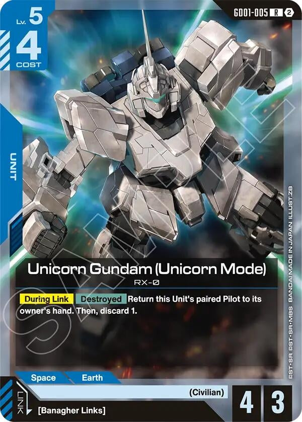 Image for Unicorn Gundam (Unicorn Mode) (GD01-005) (SC01) - Gundam Card Game