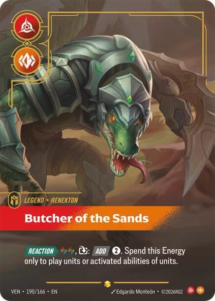 Image for Renekton - Butcher of the Sands (Overnumbered) (190/166) (VEN) - Riftbound: League of Legends Trading Card Game