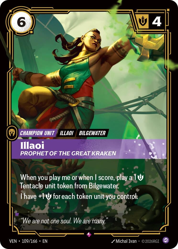 Image for Illaoi - Prophet of the Great Kraken (109/166) (VEN) - Riftbound: League of Legends Trading Card Game