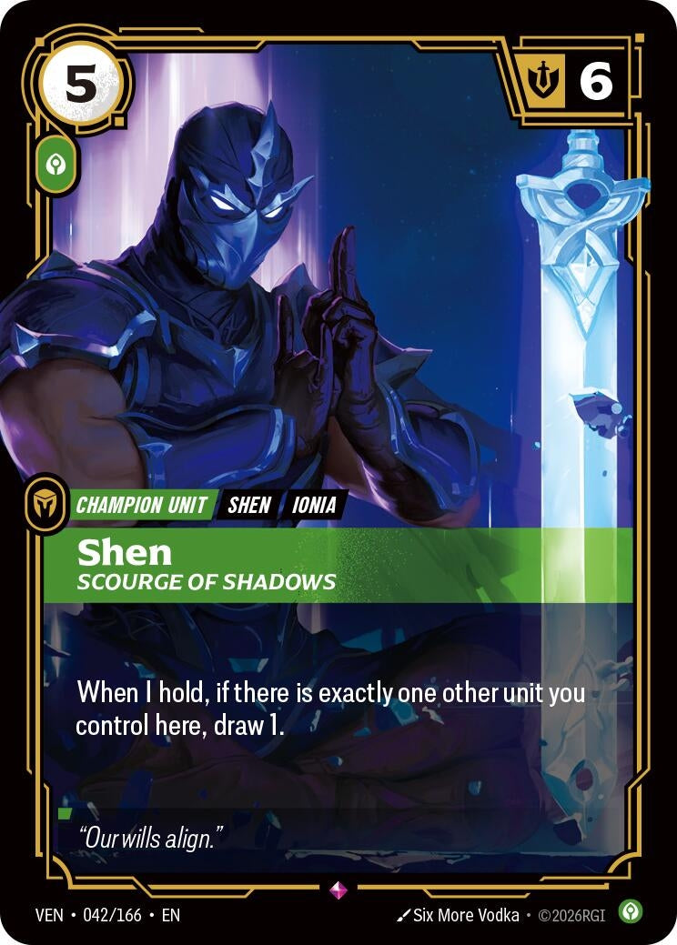 Image for Shen - Scourge of Shadows (042/166) (VEN) - Riftbound: League of Legends Trading Card Game