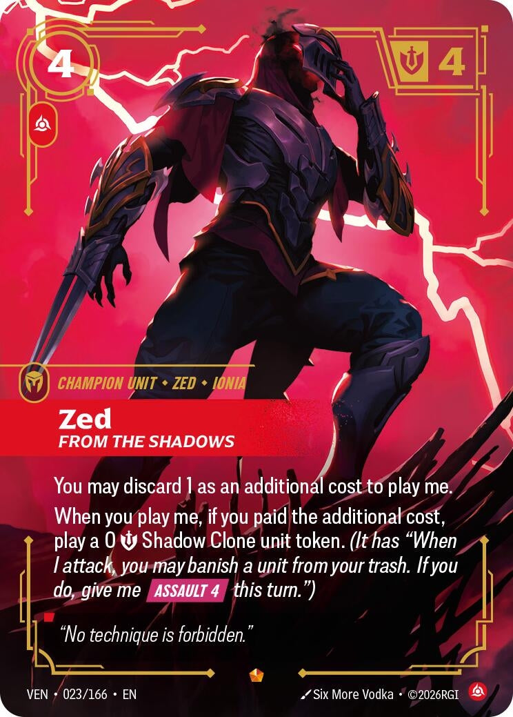 Image for Zed - From the Shadows (023/166) (VEN) - Riftbound: League of Legends Trading Card Game
