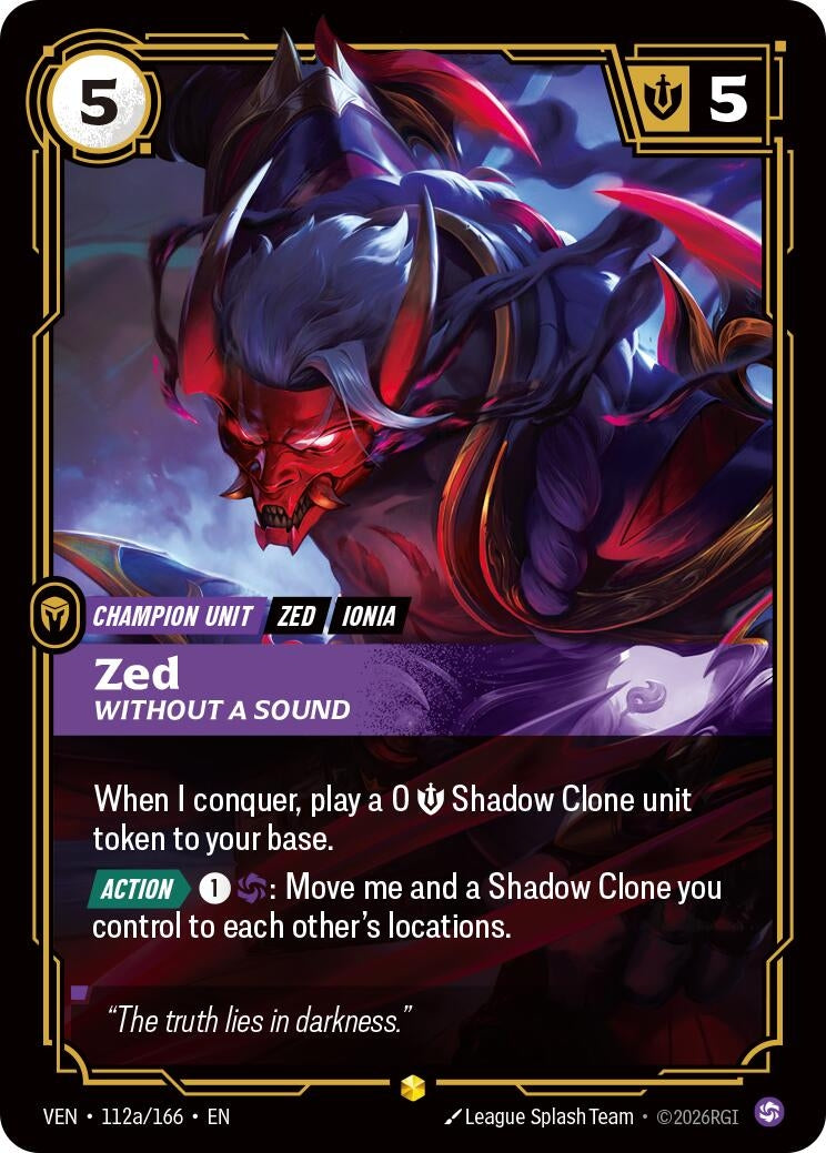 Image for Zed - Without a Sound (Alternate Art) (112a/166) (VEN) - Riftbound: League of Legends Trading Card Game