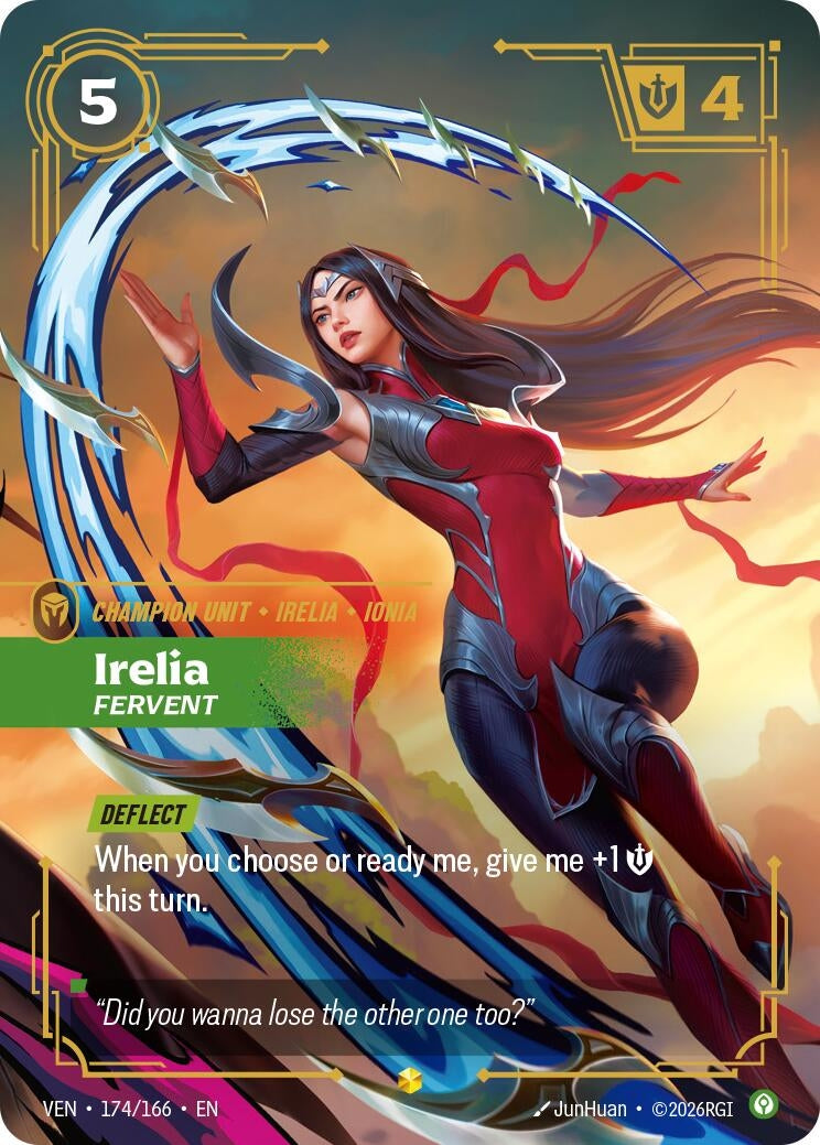 Image for Irelia - Fervent (Overnumbered) (174/166) (VEN) - Riftbound: League of Legends Trading Card Game