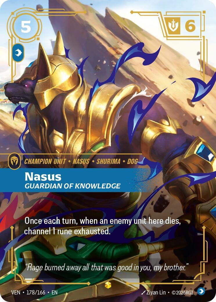 Image for Nasus - Guardian of Knowledge (Overnumbered) (178/166) (VEN) - Riftbound: League of Legends Trading Card Game