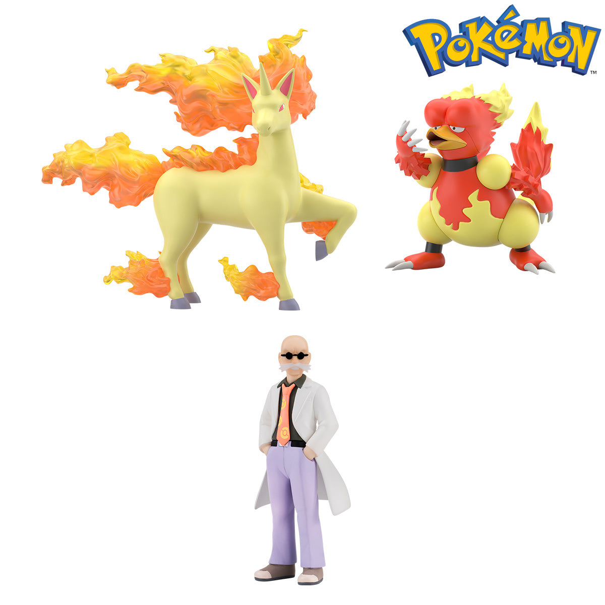 Pokemon Scale World Kanto Region Blaine, Rapidash, & Magmar Figure Set