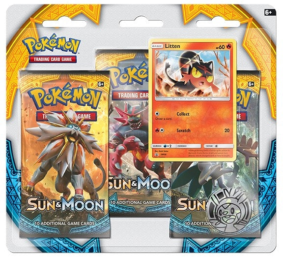 Image for Sun & Moon Base Set 3 Pack Blister [Litten] - Pokemon