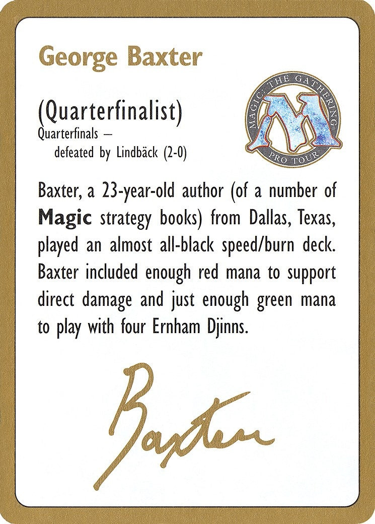 1996 George Baxter Biography Card [World Championship Decks]