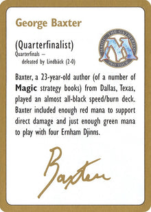 1996 George Baxter Biography Card [World Championship Decks]