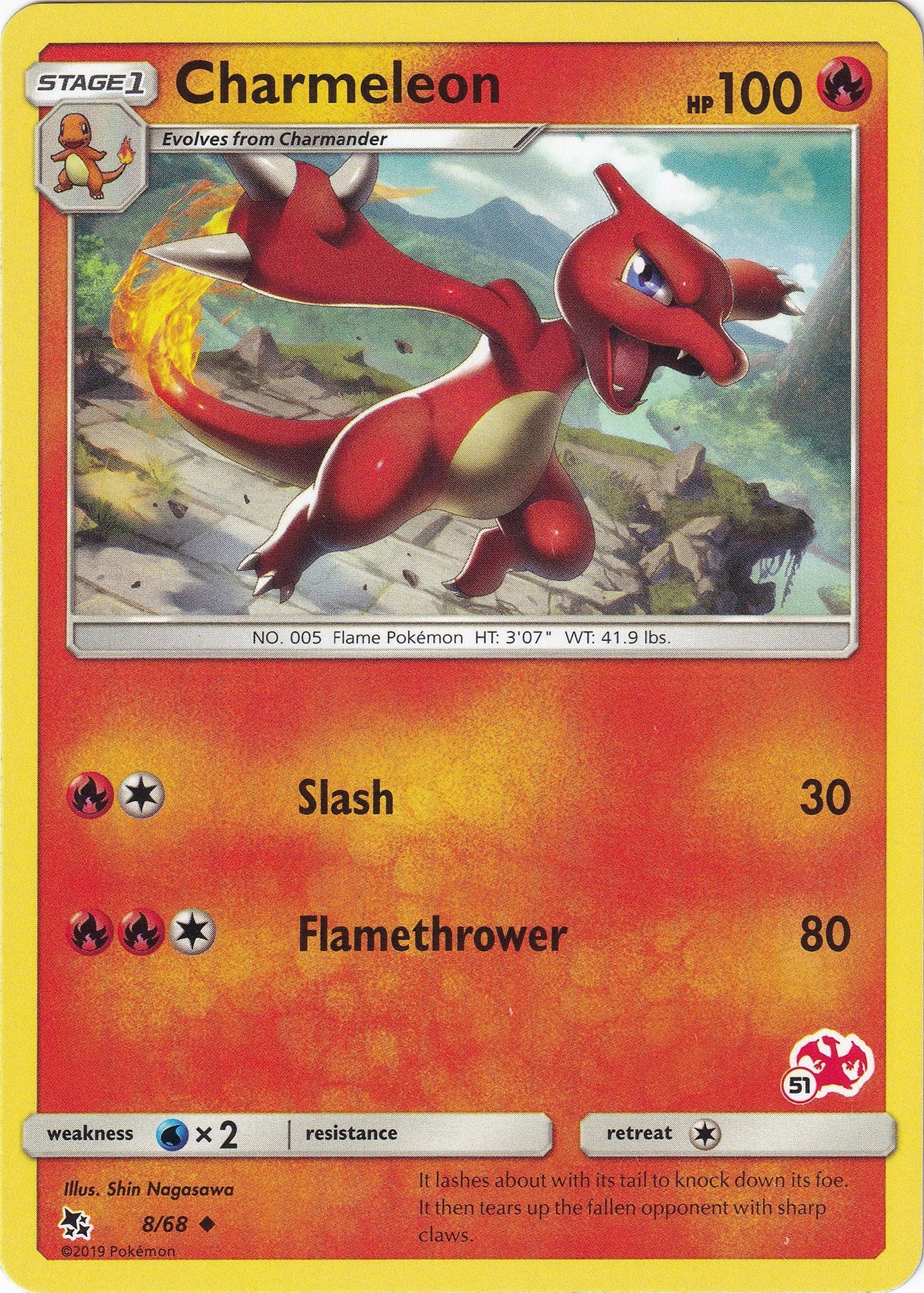 Image for Charmeleon - 8/68 (#51 Charizard Stamped) (008/068) (BTA) - Pokemon