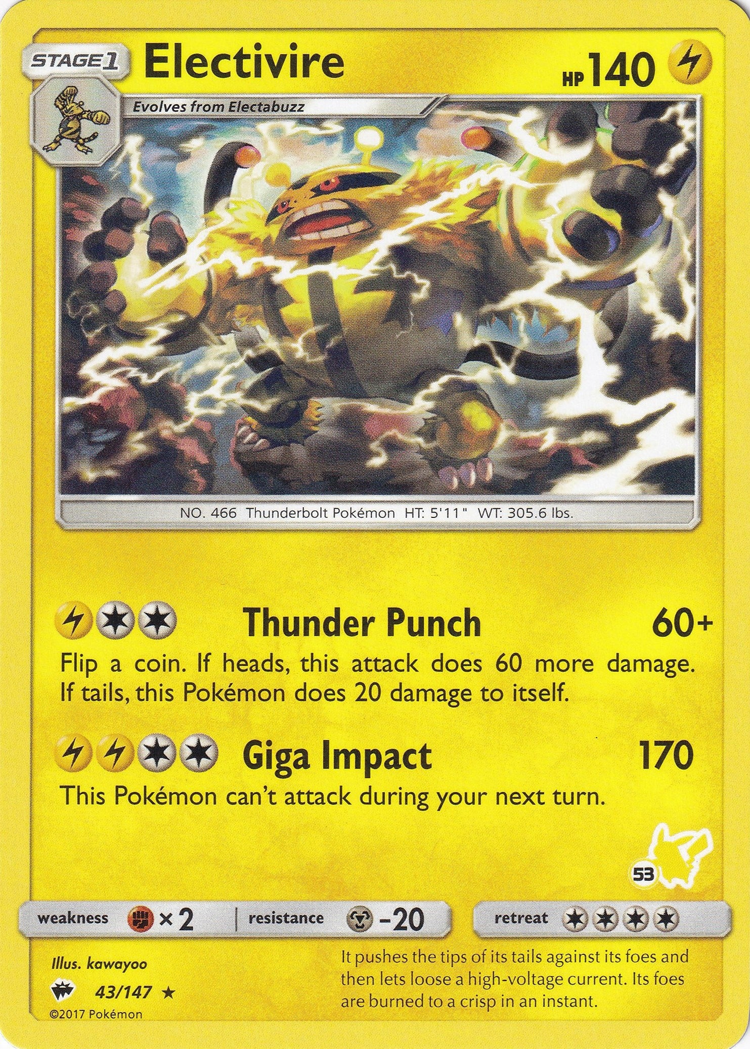 Image for Electivire - 43/147 (#53 Pikachu Stamped) (043/147) (BTA) - Pokemon