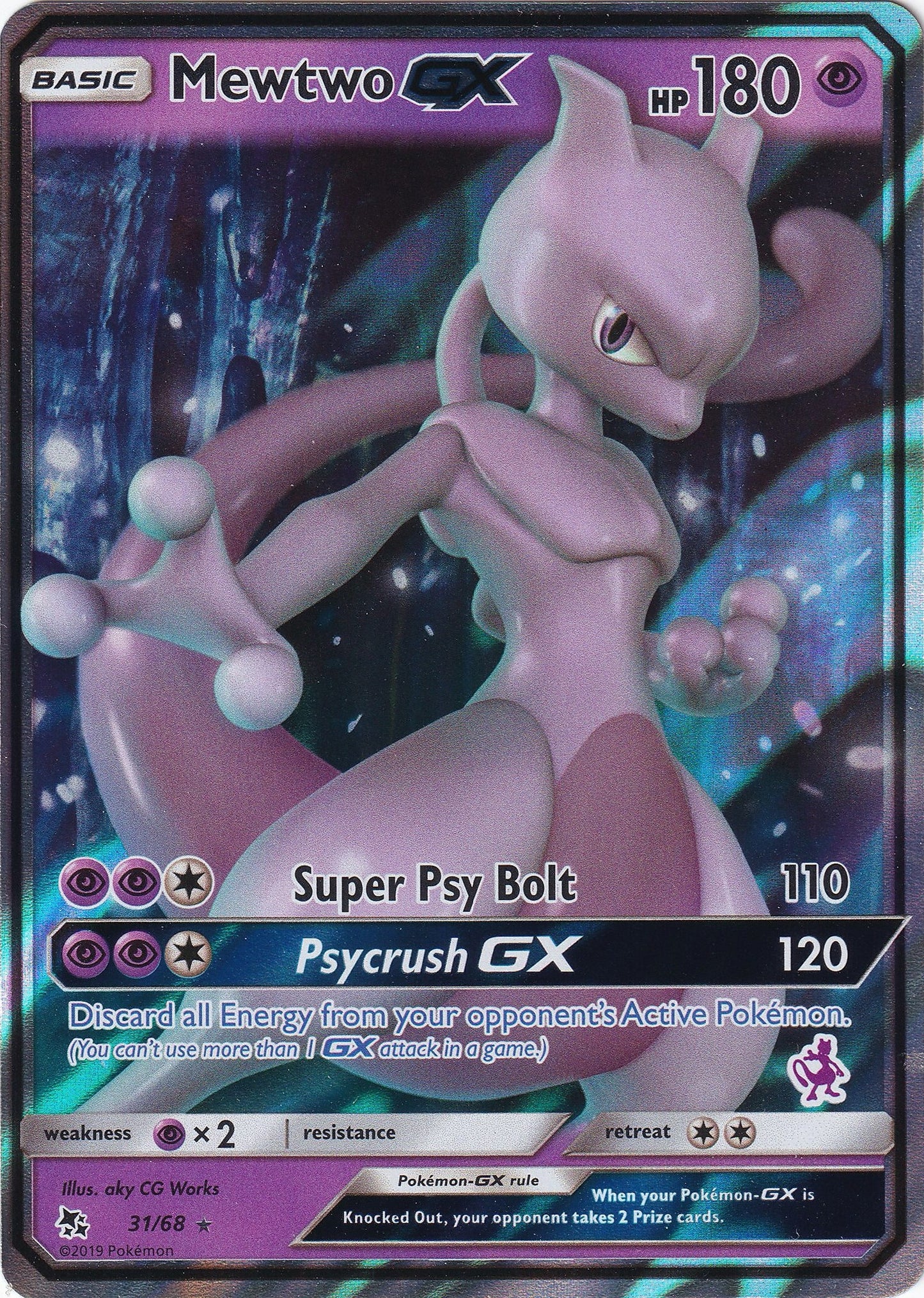 Image for Mewtwo GX - 31/68 (Mewtwo Stamped) (031/068) (BTA) - Pokemon