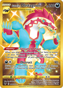 Image for Galarian Obstagoon (Secret) (198/185) (SWSH04) - Pokemon