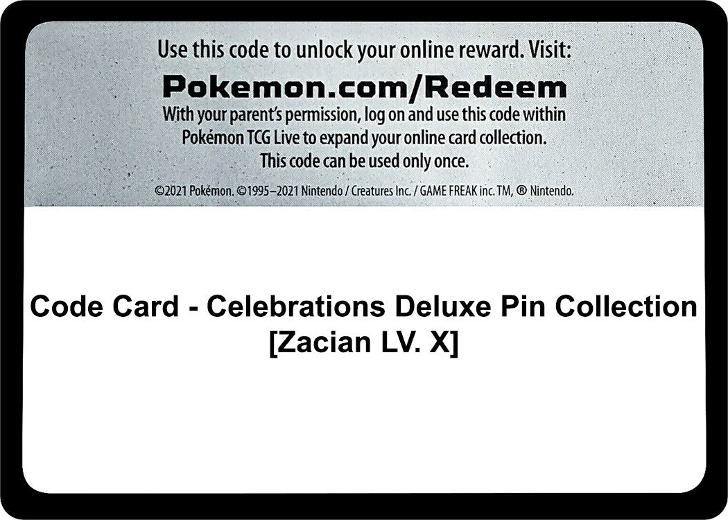 Image for Code Card - Celebrations Deluxe Pin Collection [Zacian LV. X] (CLB) - Pokemon