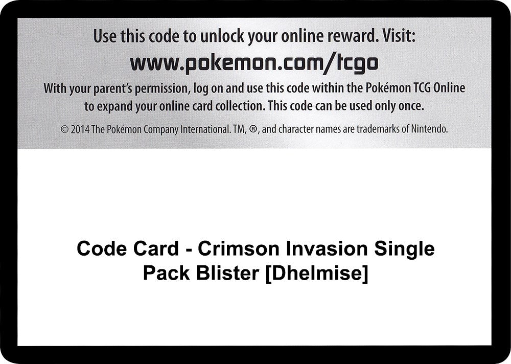 Image for Code Card - Crimson Invasion Single Pack Blister [Dhelmise] - Pokemon