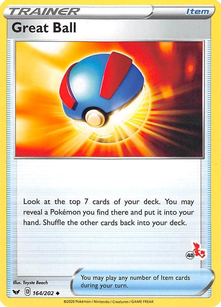 Image for Great Ball - 164/202 (#48 Cinderace Stamped) (164/202) (BA22) - Pokemon