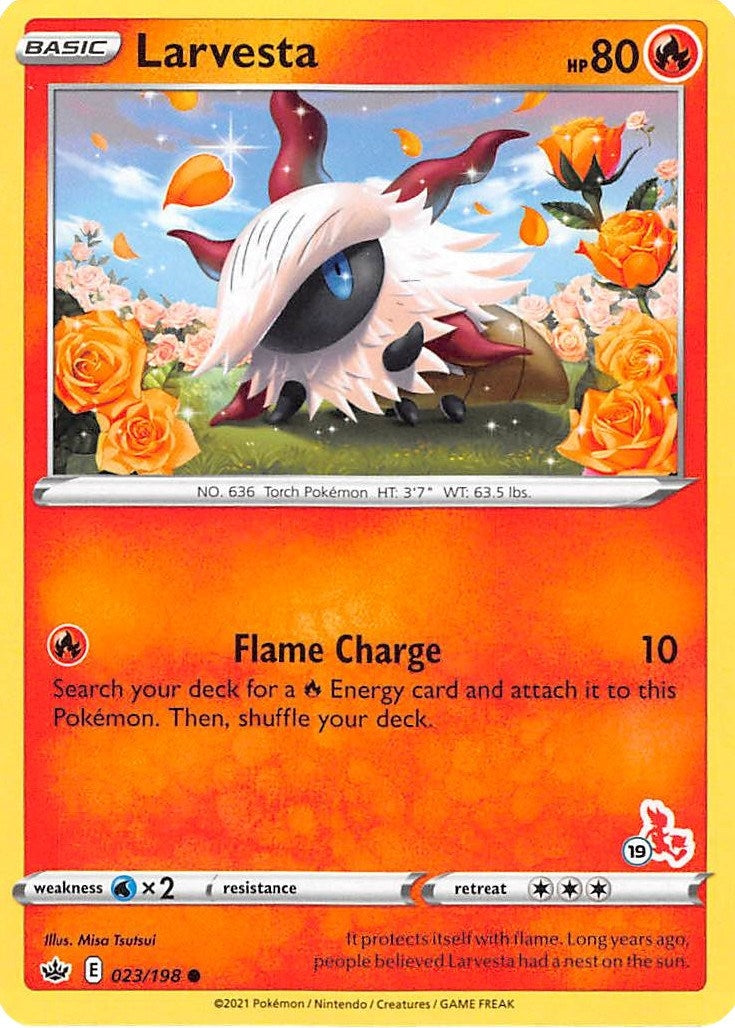 Image for Larvesta - 023/198 (#19 Cinderace Stamped) (023/198) (BA22) - Pokemon