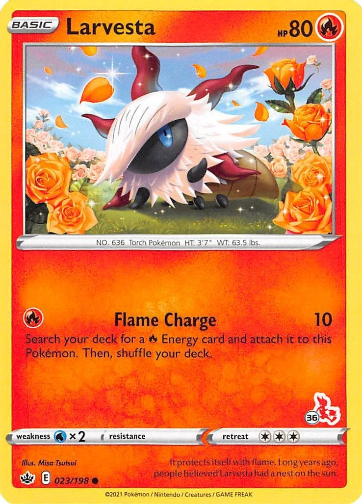 Image for Larvesta - 023/198 (#36 Cinderace Stamped) (023/198) (BA22) - Pokemon