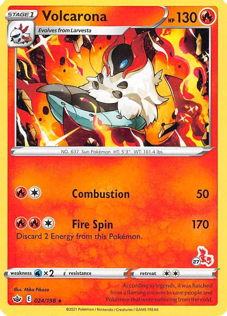 Image for Volcarona - 024/198 (#27 Cinderace Stamped) (024/198) (BA22) - Pokemon