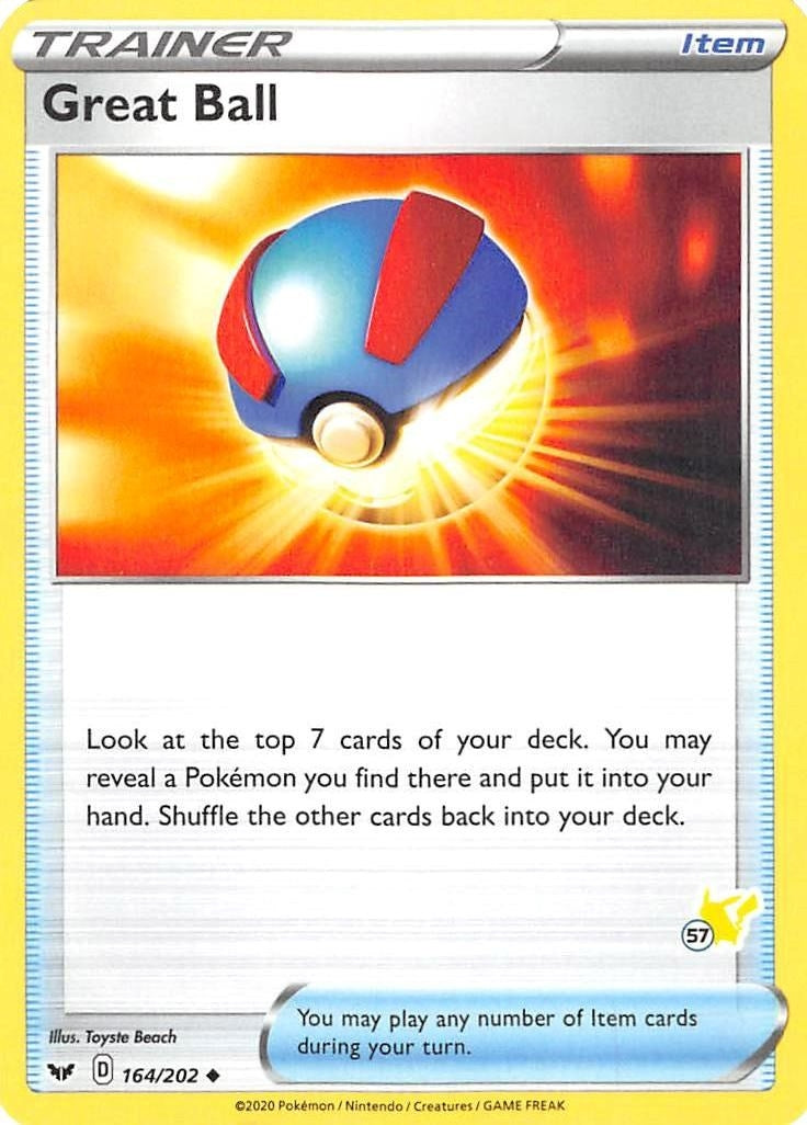 Image for Great Ball - 164/202 (#57 Pikachu Stamped) (164/202) (BA22) - Pokemon