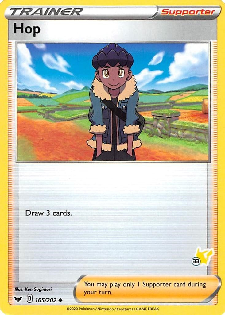 Image for Hop - 165/202 (#33 Pikachu Stamped) (165/202) (BA22) - Pokemon