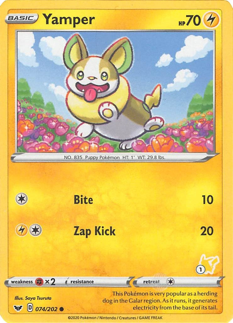 Image for Yamper - 074/202 (#1 Pikachu Stamped) (074/202) (BA22) - Pokemon