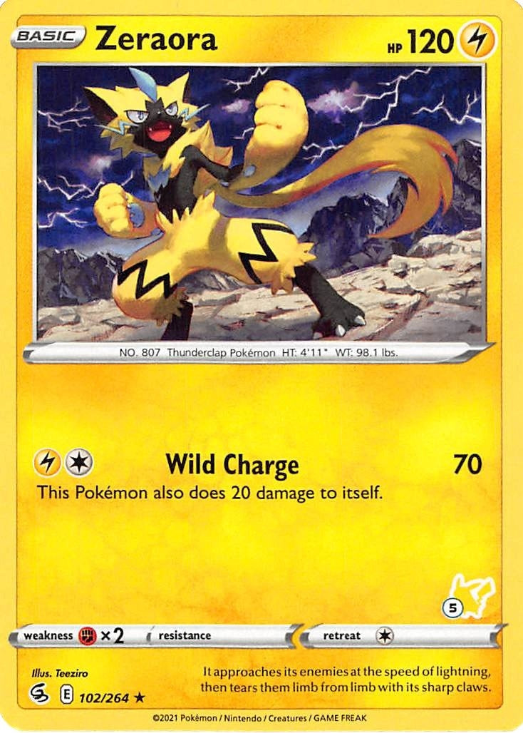 Image for Zeraora - 102/264 (#5 Pikachu Stamped) (102/264) (BA22) - Pokemon
