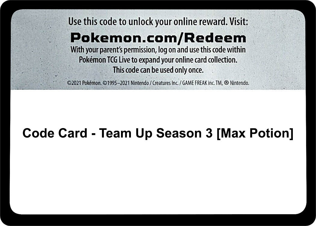 Image for Code Card - Team Up Season 3 [Max Potion] (SM9) - Pokemon
