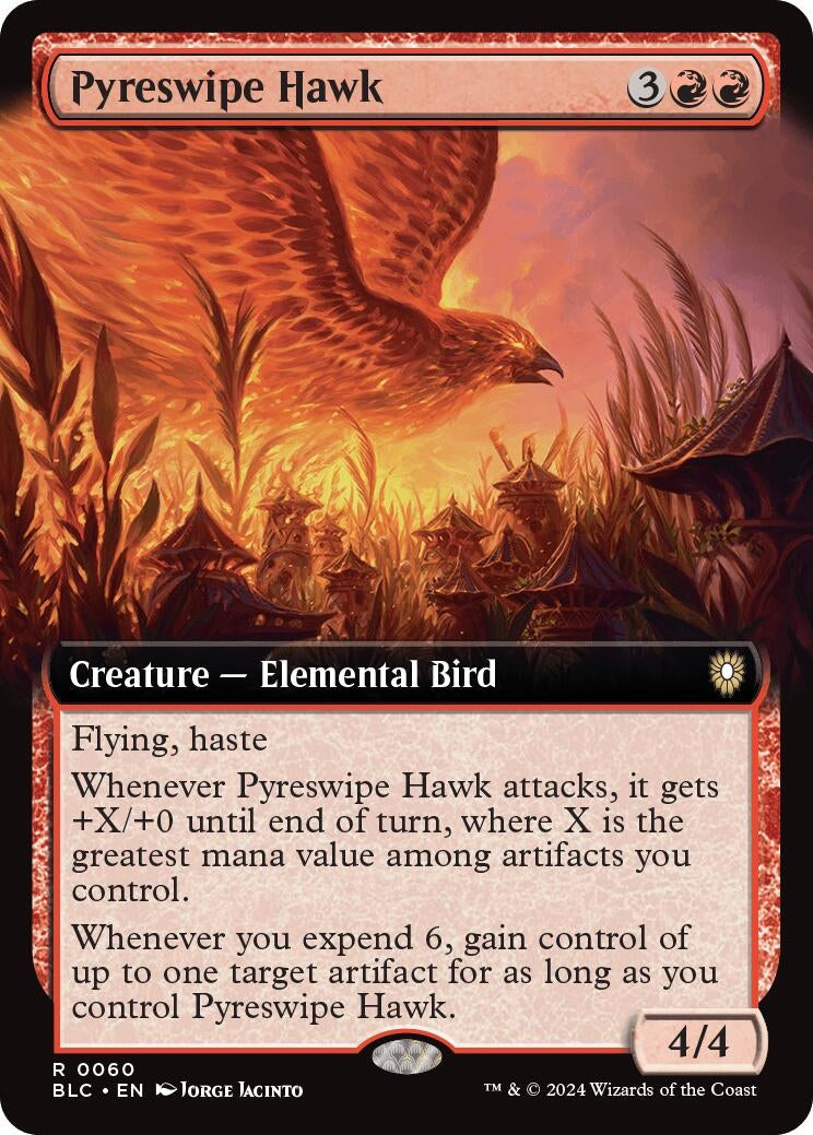 Image for Pyreswipe Hawk (Extended Art) (60) (BLC) - Magic: The Gathering