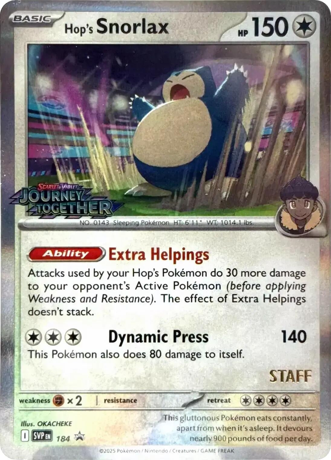 Image for Hop's Snorlax - 184 (Prerelease) [Staff] (184) (SVP) - Pokemon