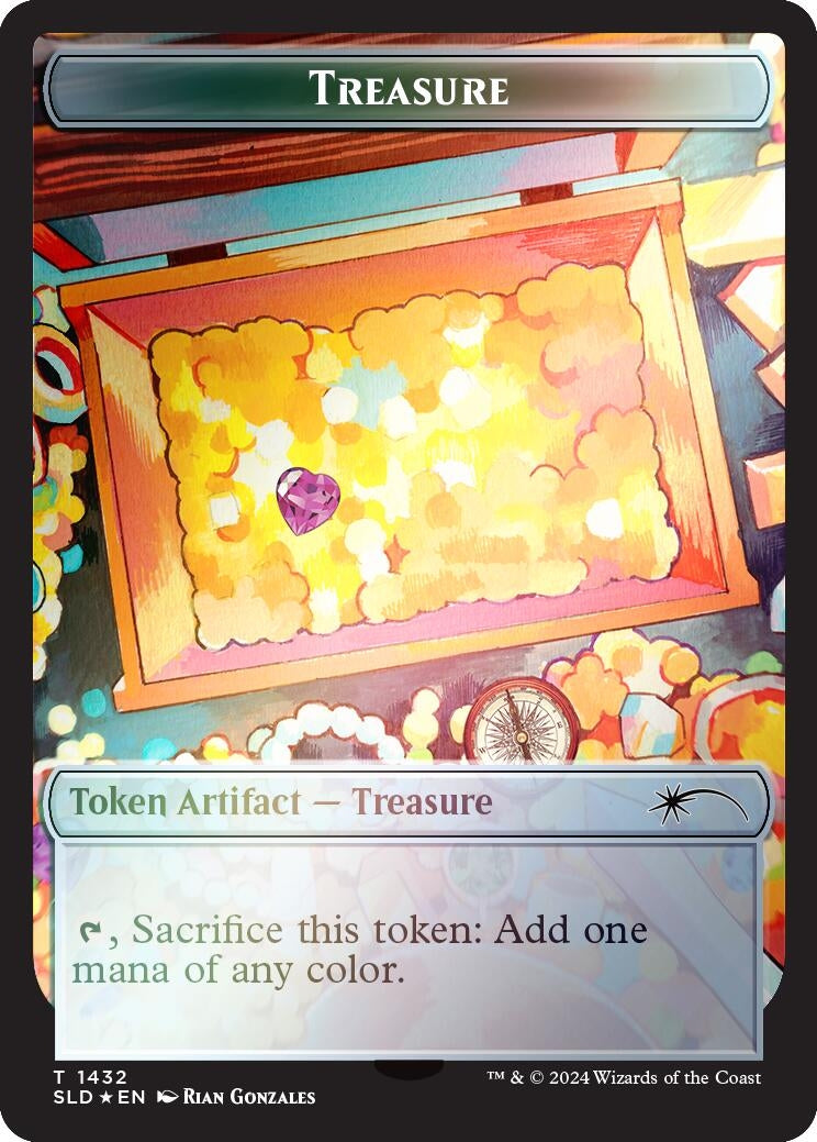 Image for Treasure Token (1432) (Rainbow Foil) (1432) (SLD) - Magic: The Gathering