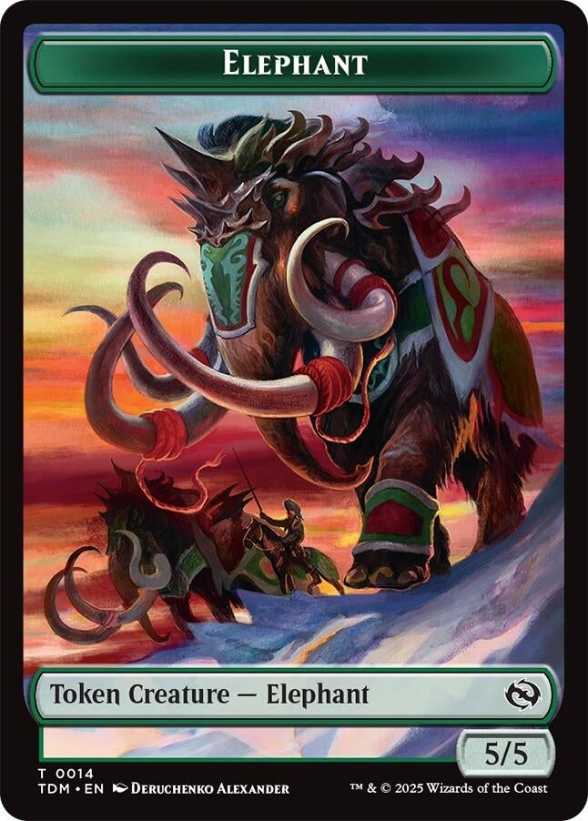 Image for Elephant // Treasure  Double-Sided Token (14 // 16) (TDM) - Magic: The Gathering