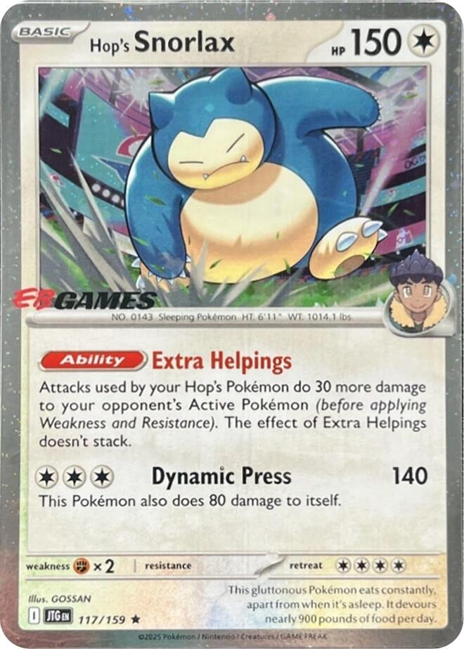 Image for Hop's Snorlax - 117/159 (EB Games) (Cosmos Holo) (117/159) - Pokemon