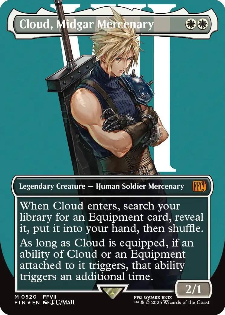 Cloud, Midgar Mercenary (Borderless) (Surge Foil) (520) (FIN)