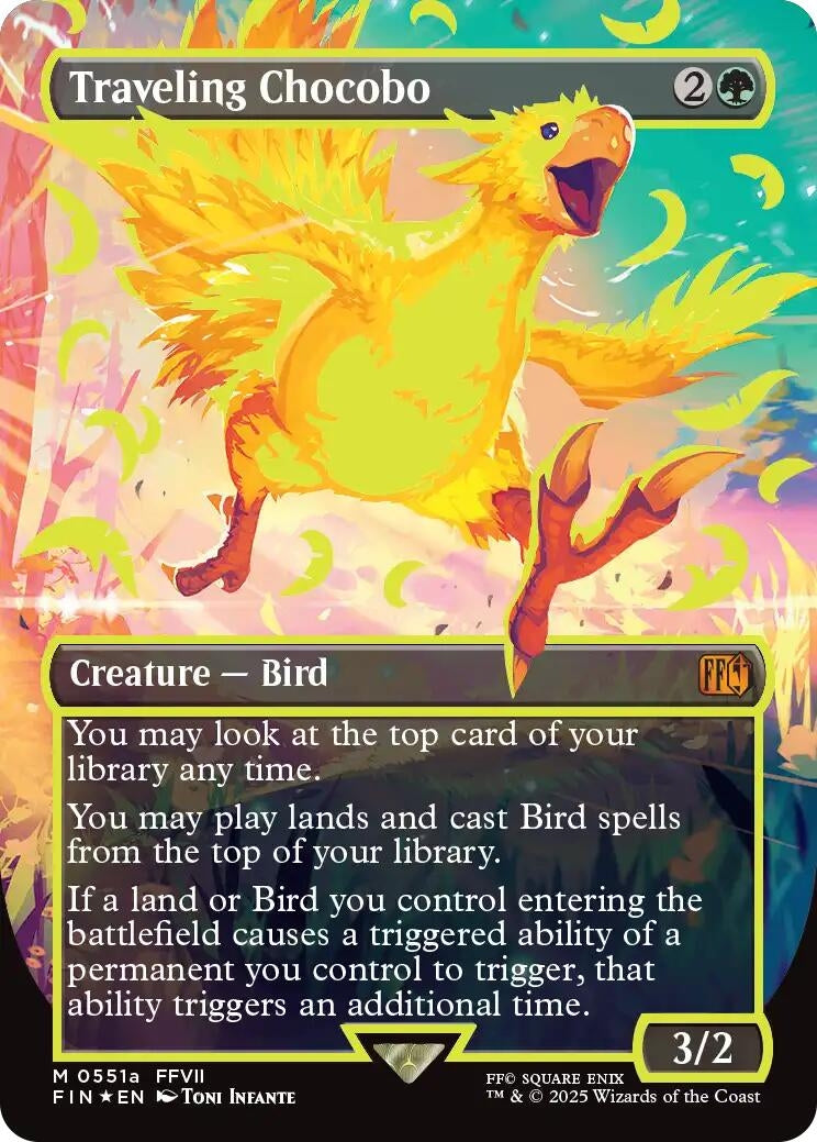 Image for Traveling Chocobo (Borderless) (Neon Ink Yellow) (511a) (FIN) - Magic: The Gathering