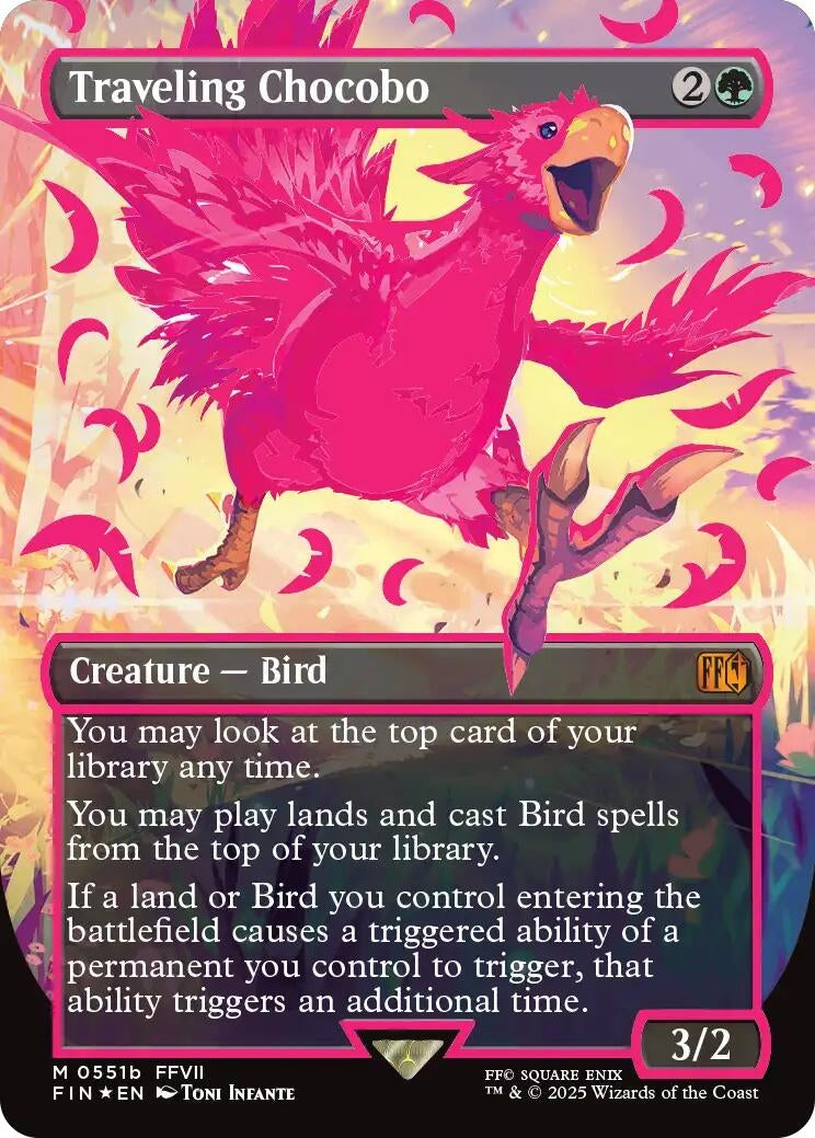 Image for Traveling Chocobo (Borderless) (Neon Ink Pink) (511b) (FIN) - Magic: The Gathering