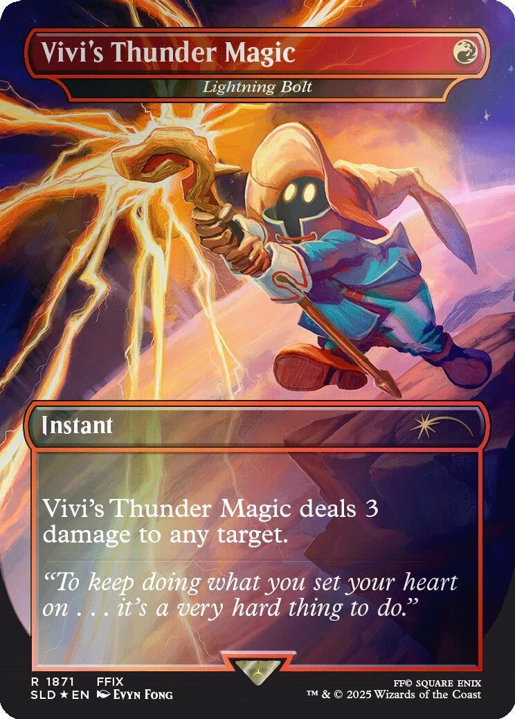 Image for Vivi's Thunder Magic - Lightning Bolt (Rainbow Foil) (1871) (SLD) - Magic: The Gathering