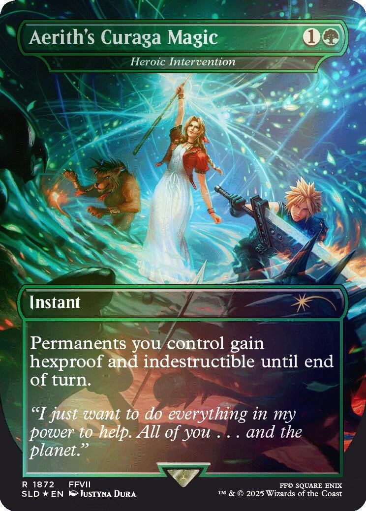 Image for Aerith's Curaga Magic - Heroic Intervention (Rainbow Foil) (1872) (SLD) - Magic: The Gathering
