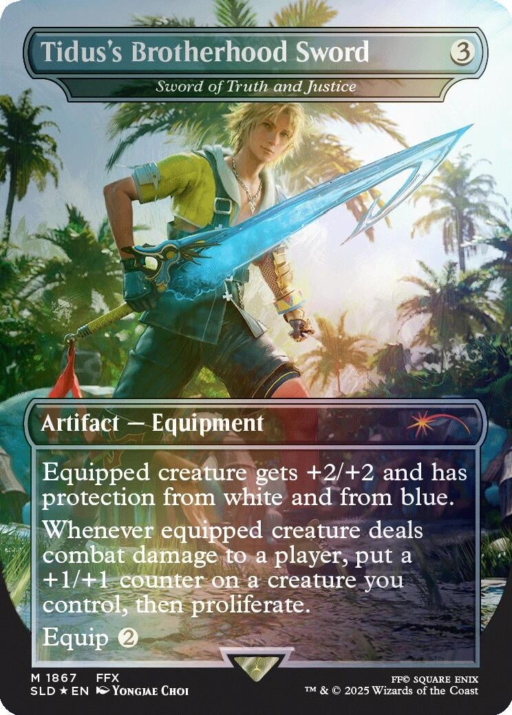 Image for Tidus's Brotherhood Sword - Sword of Truth and Justice (Rainbow Foil) (1867) (SLD) - Magic: The Gathering