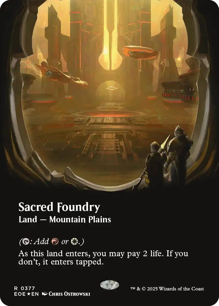 Image for Sacred Foundry (Borderless) (Galaxy Foil) (377) (EOE) - Magic: The Gathering
