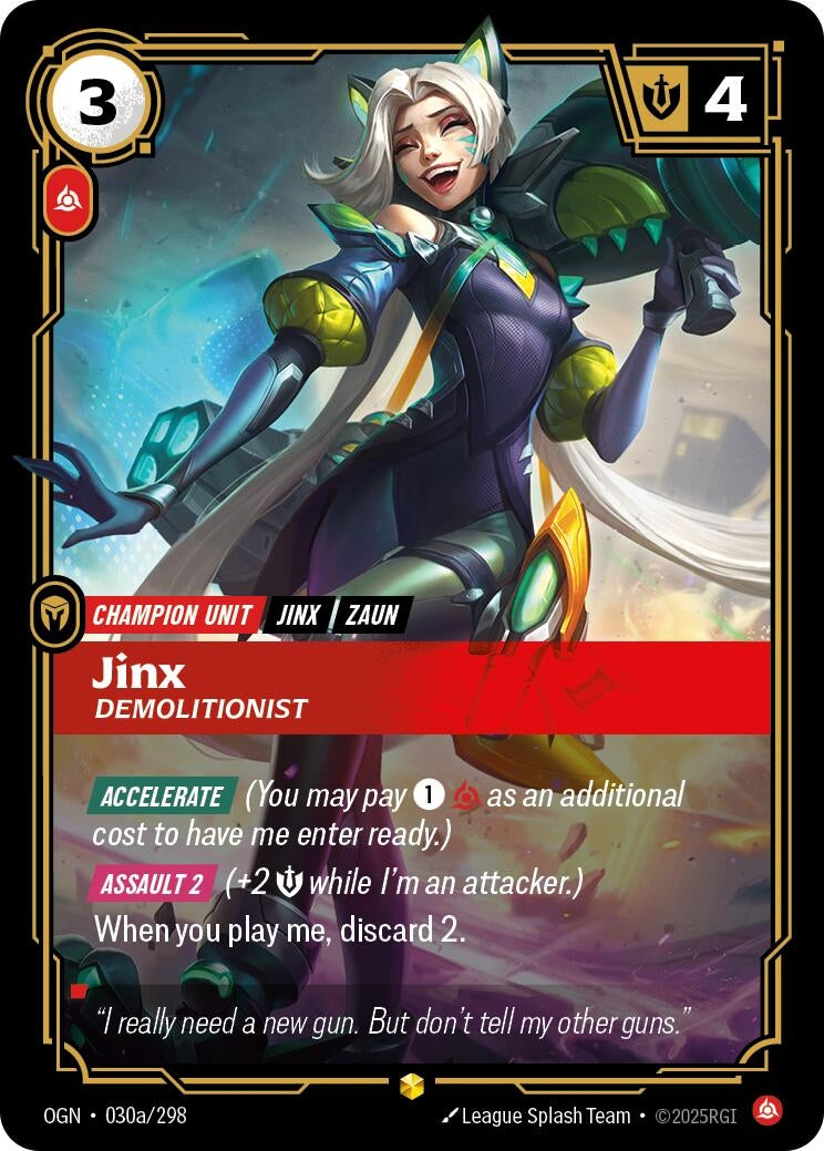 Image for Jinx - Demolitionist (Alternate Art) (030a/298) (OGN) - Riftbound: League of Legends Trading Card Game