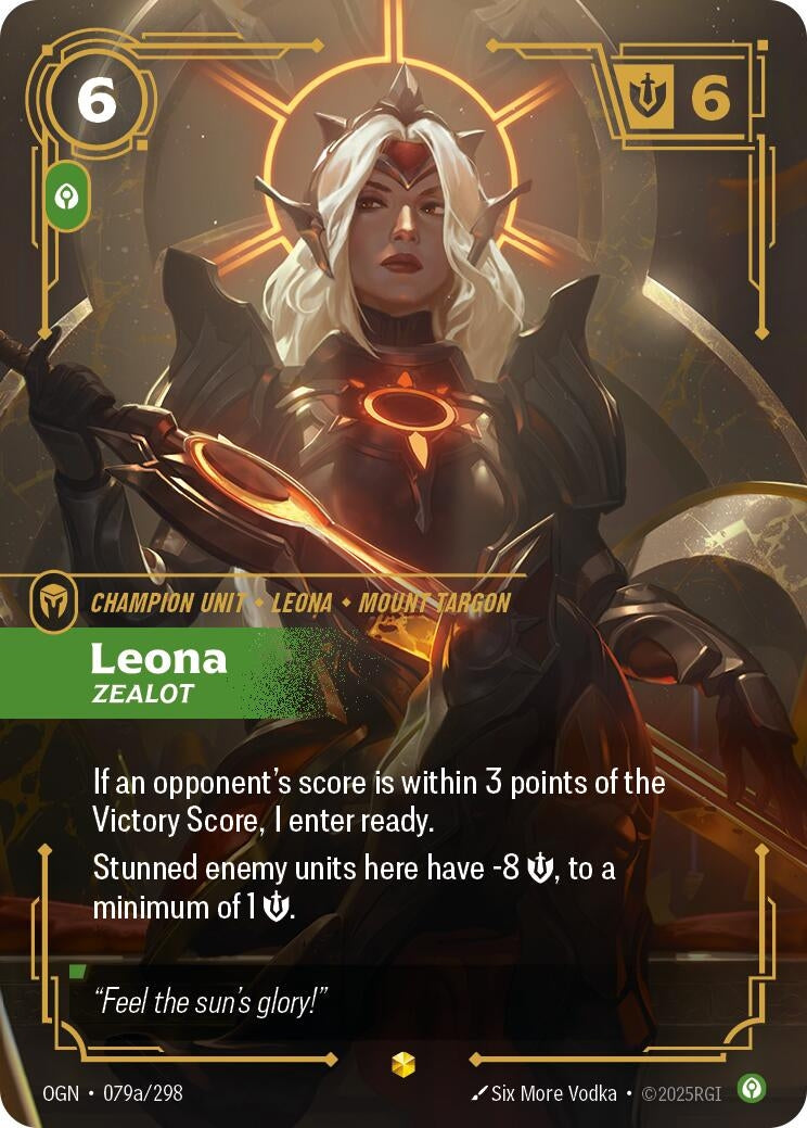 Image for Leona - Zealot (Alternate Art) (079a/298) (OGN) - Riftbound: League of Legends Trading Card Game